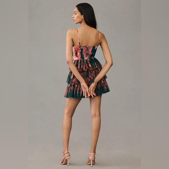 Hutch Teal and Pink Floral Layered Mini Dress - Picture 3 of 4